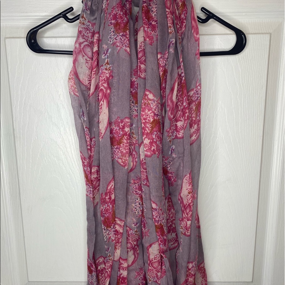 Pink and Red Skull infinity Scarf